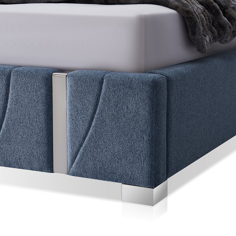 Modern Luxury Customized Italian Design Bedroom Home Hotel Villa Bed Furniture King Queen Size Double Headboard Cotton Linen Bed