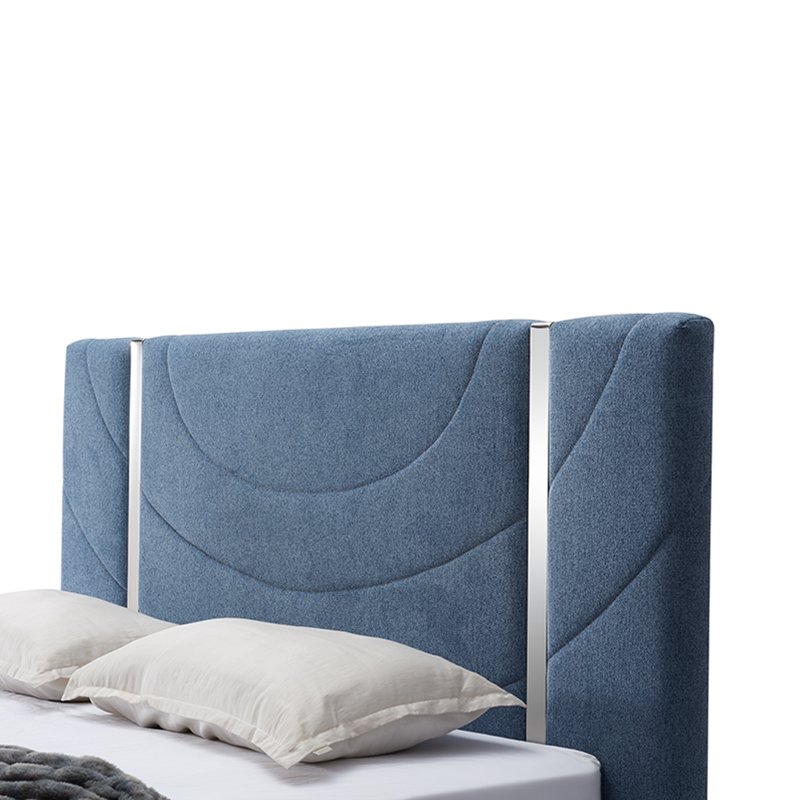 Modern Luxury Customized Italian Design Bedroom Home Hotel Villa Bed Furniture King Queen Size Double Headboard Cotton Linen Bed