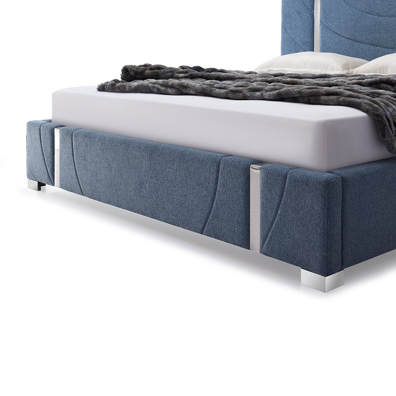 Modern Luxury Customized Italian Design Bedroom Home Hotel Villa Bed Furniture King Queen Size Double Headboard Cotton Linen Bed