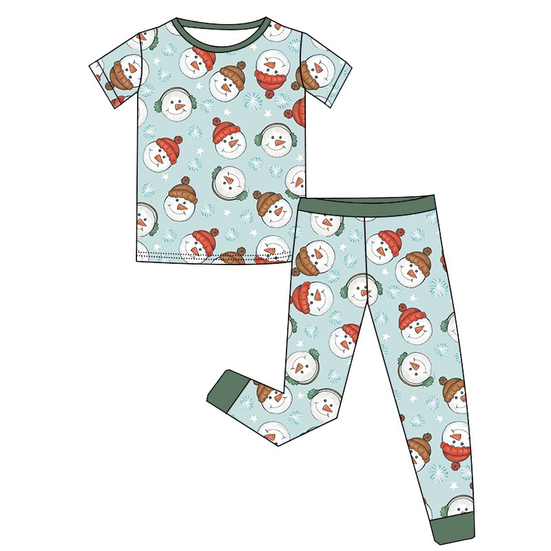 Christmas Bamboo Fabric Baby Toddler Short Sleeve Tops Long Pants 2 Pieces Pajamas Sets Winter Kids Girl Boy Sleep Lounge Wear