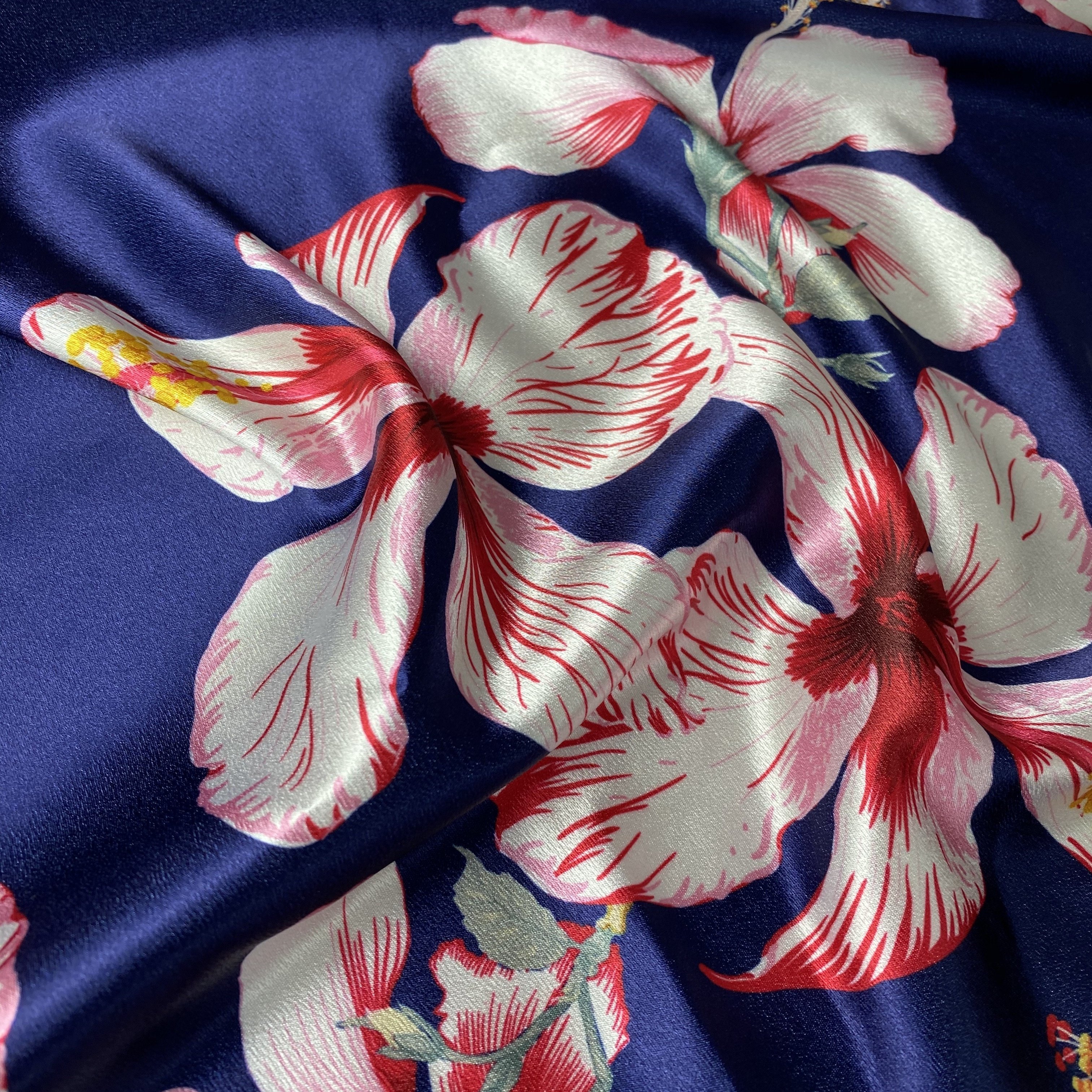 2021 new design duchess satin fabric woman party wear dress MATERIAL crepe satin polyester Floral print fabric for dress