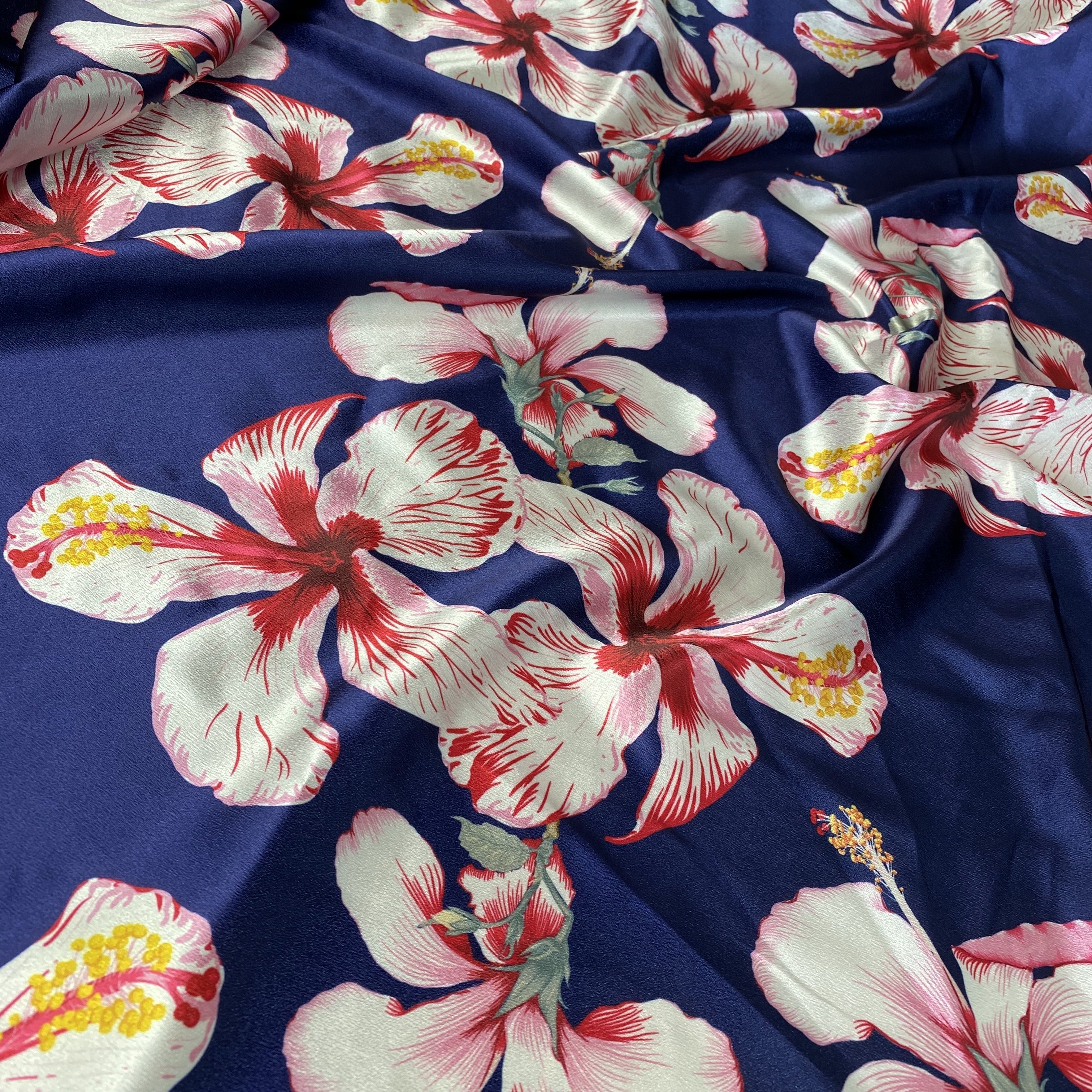 2021 new design duchess satin fabric woman party wear dress MATERIAL crepe satin polyester Floral print fabric for dress