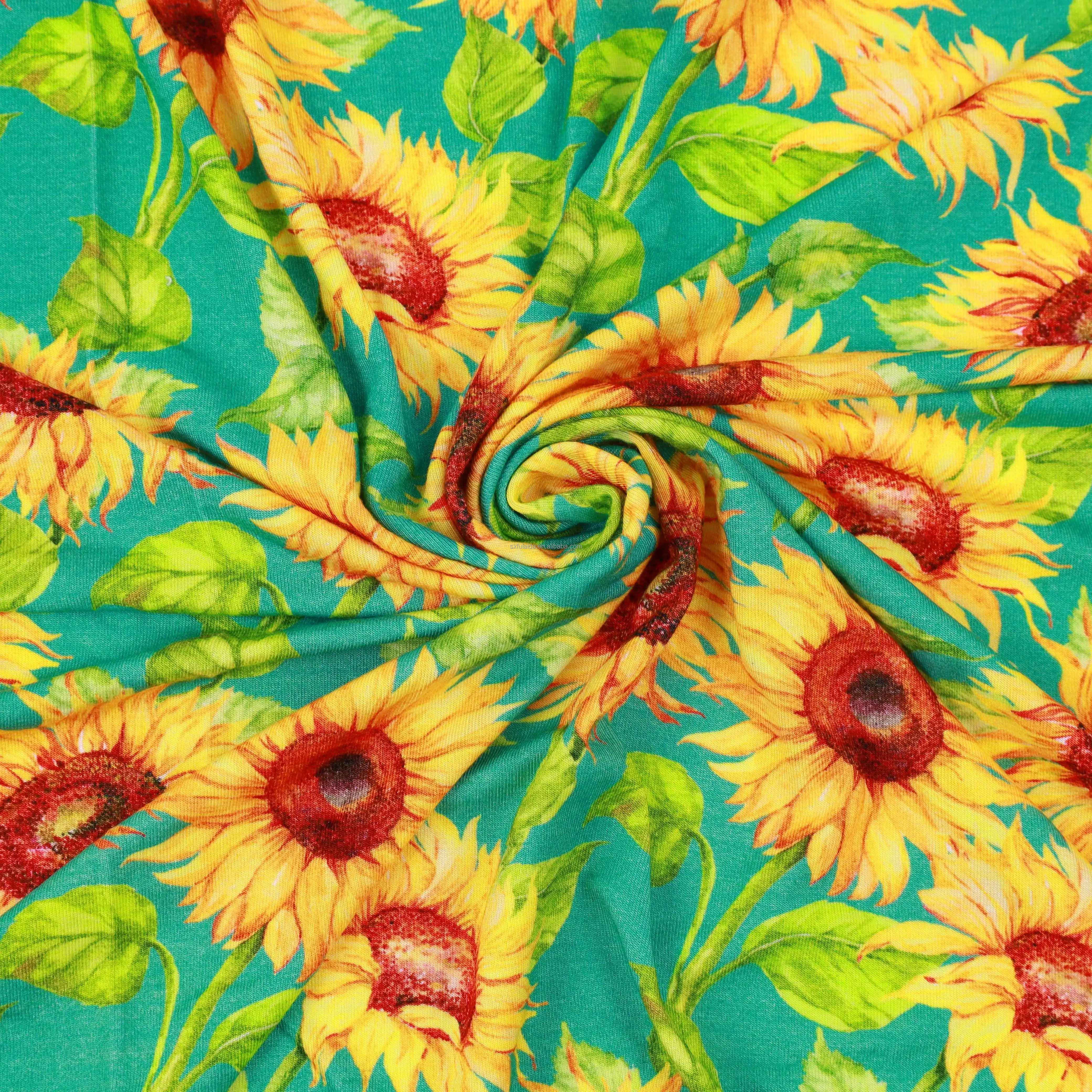 NO MOQ Soft Touch Digital Printing Bamboo Lycra Spandex Stretch Fabric For Baby Kids Garment
