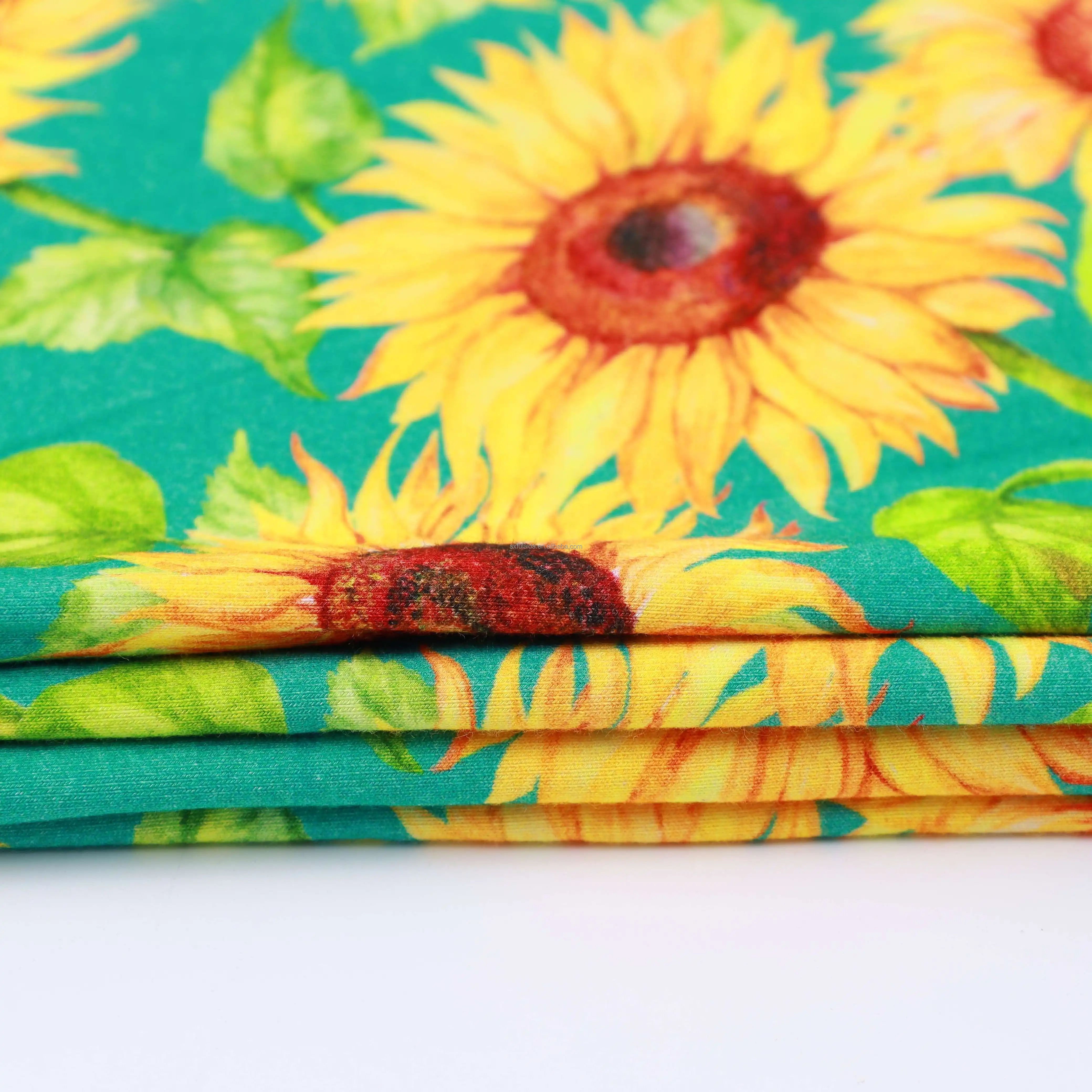 NO MOQ Soft Touch Digital Printing Bamboo Lycra Spandex Stretch Fabric For Baby Kids Garment