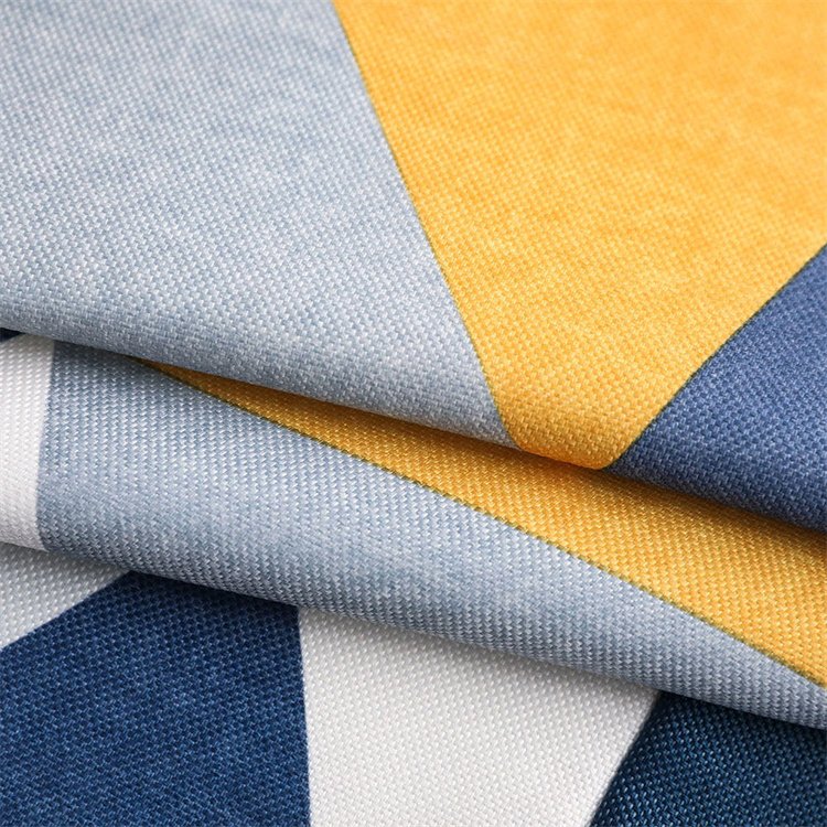 Modern Nordic Style Geometric Print Stitching Drapes Cotton Linen Blackout Curtain For The Living Room Bedroom
