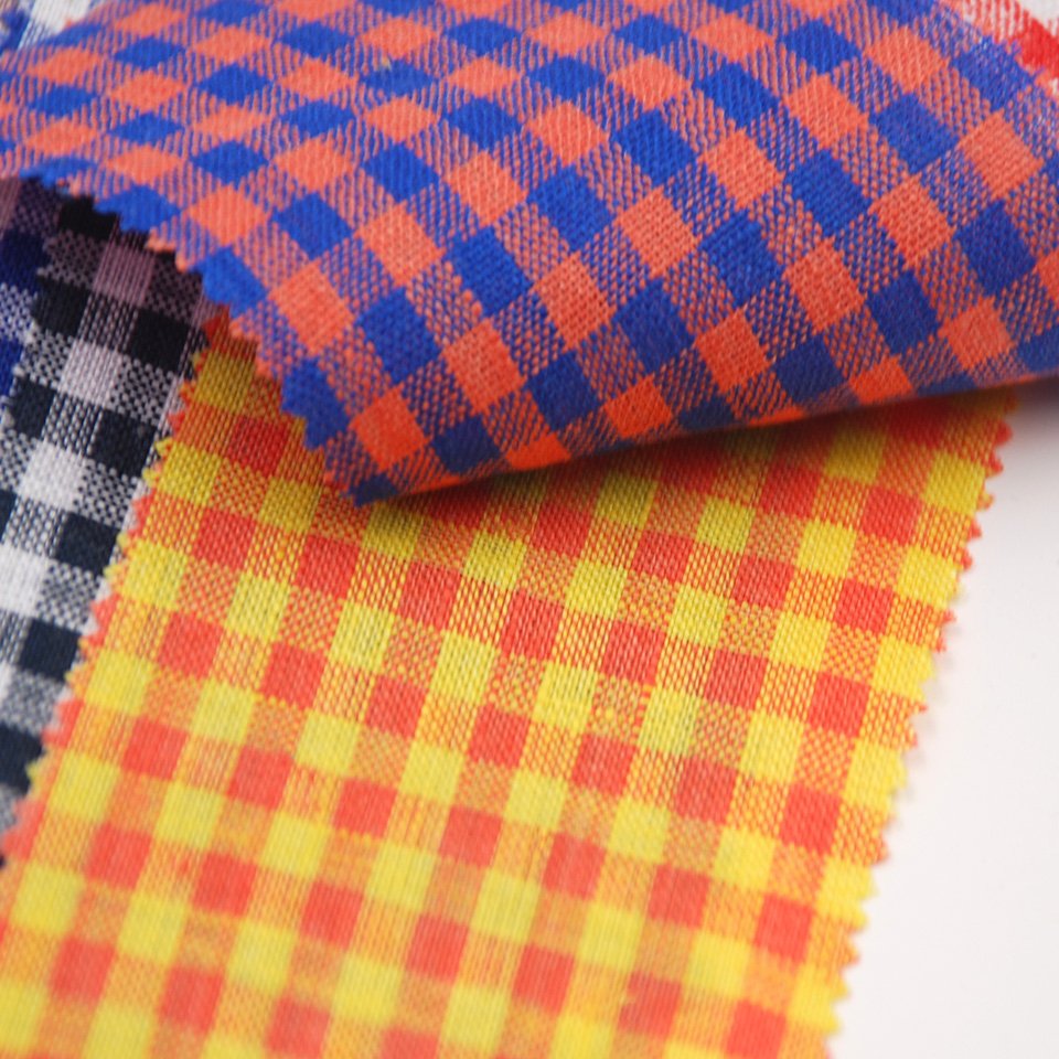 Good selling hemp price blend gingham small checks manufacturers soft linen fabric for clothing