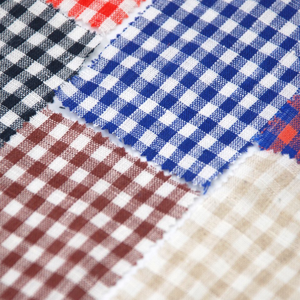 Good selling hemp price blend gingham small checks manufacturers soft linen fabric for clothing