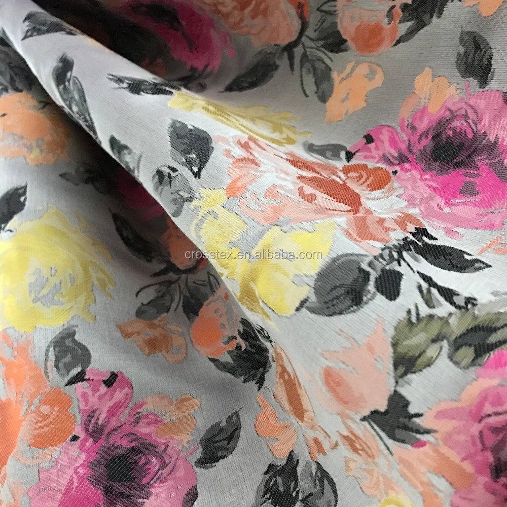 100% POLYESTER FLOWER PATTERN WOVEN BROCADE JACQUARD FABRIC