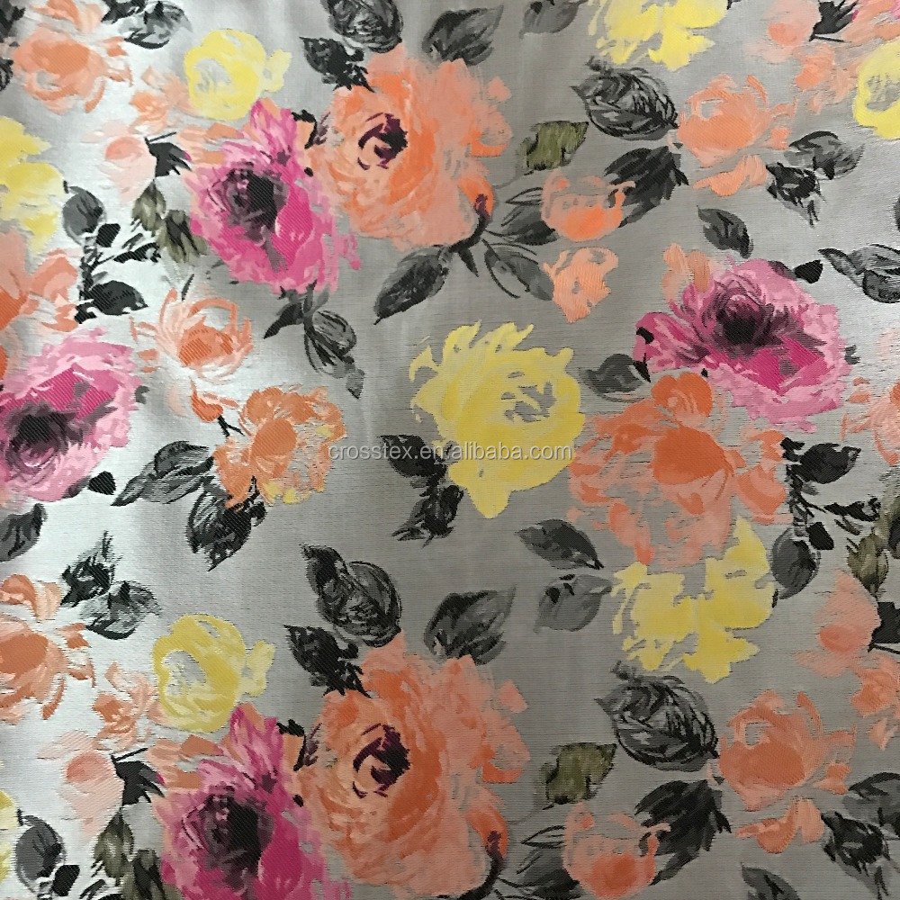 100% POLYESTER FLOWER PATTERN WOVEN BROCADE JACQUARD FABRIC