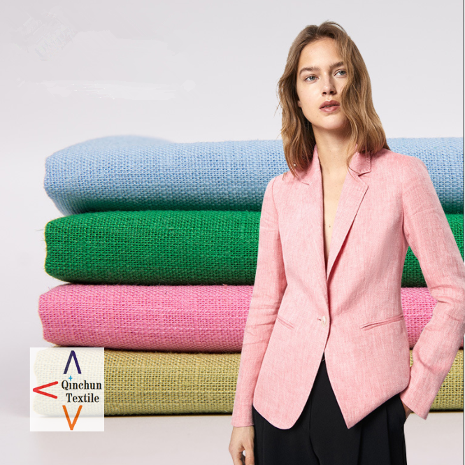 slub style linen cotton blended fabric for dresses