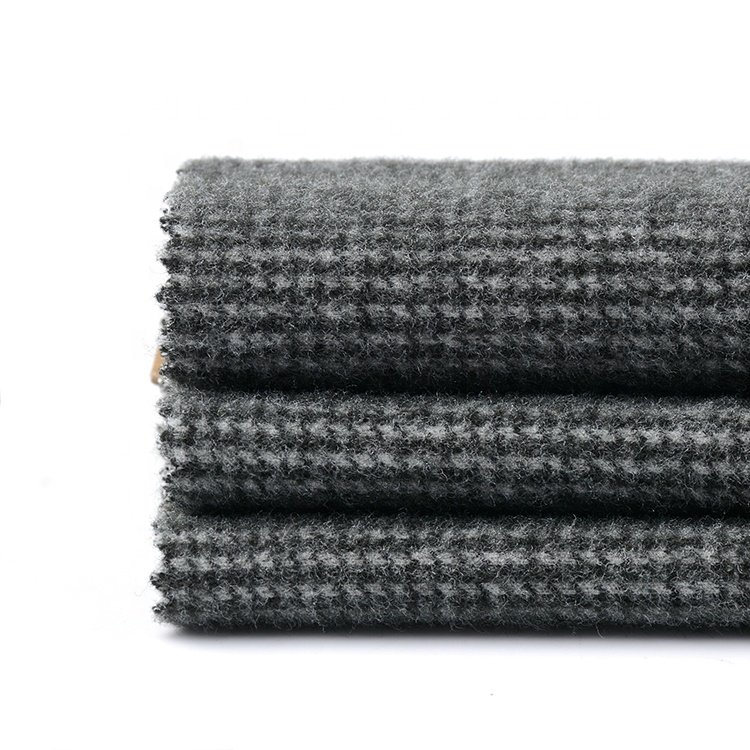 unifi repreve 100% regenerated polyester knitted heavy weight fleece herringbone coat fabric supply