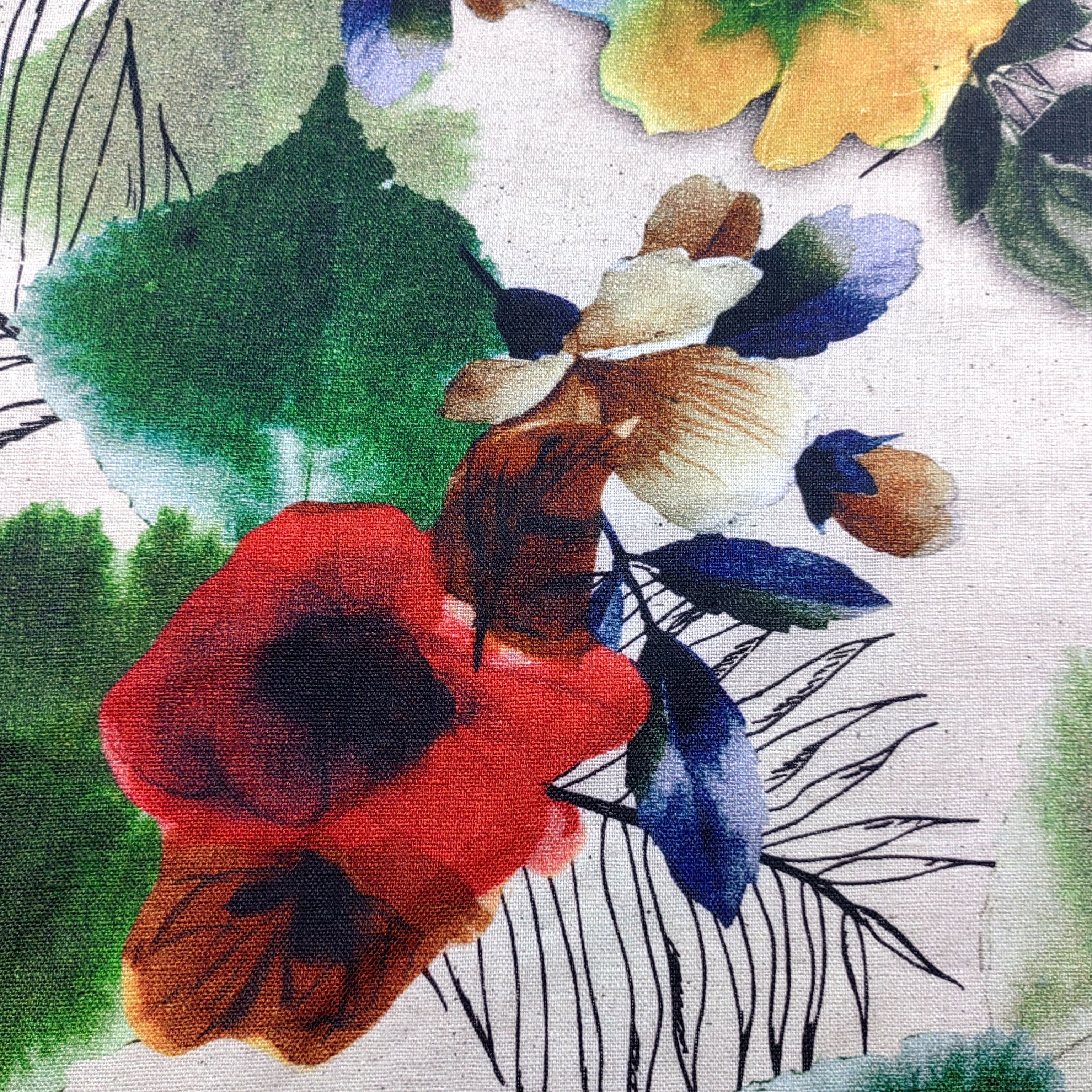 Luxury Floral Italian design high quality comfortable hand feeling 14S 147GSM 100% Linen digital print Fabric for Clothing