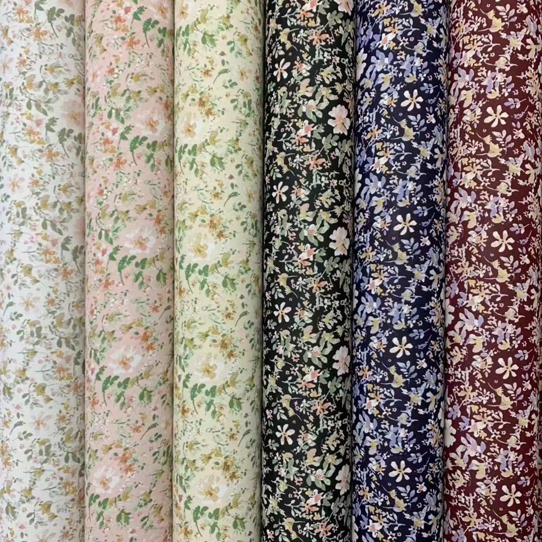 New Arrival lightweight bubble, crepe Floral Digital Printing Polyester Custom Twill Woven Printed Fabric For Clothing/