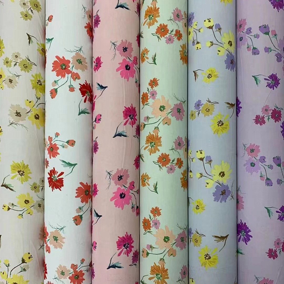 New Arrival lightweight bubble, crepe Floral Digital Printing Polyester Custom Twill Woven Printed Fabric For Clothing/