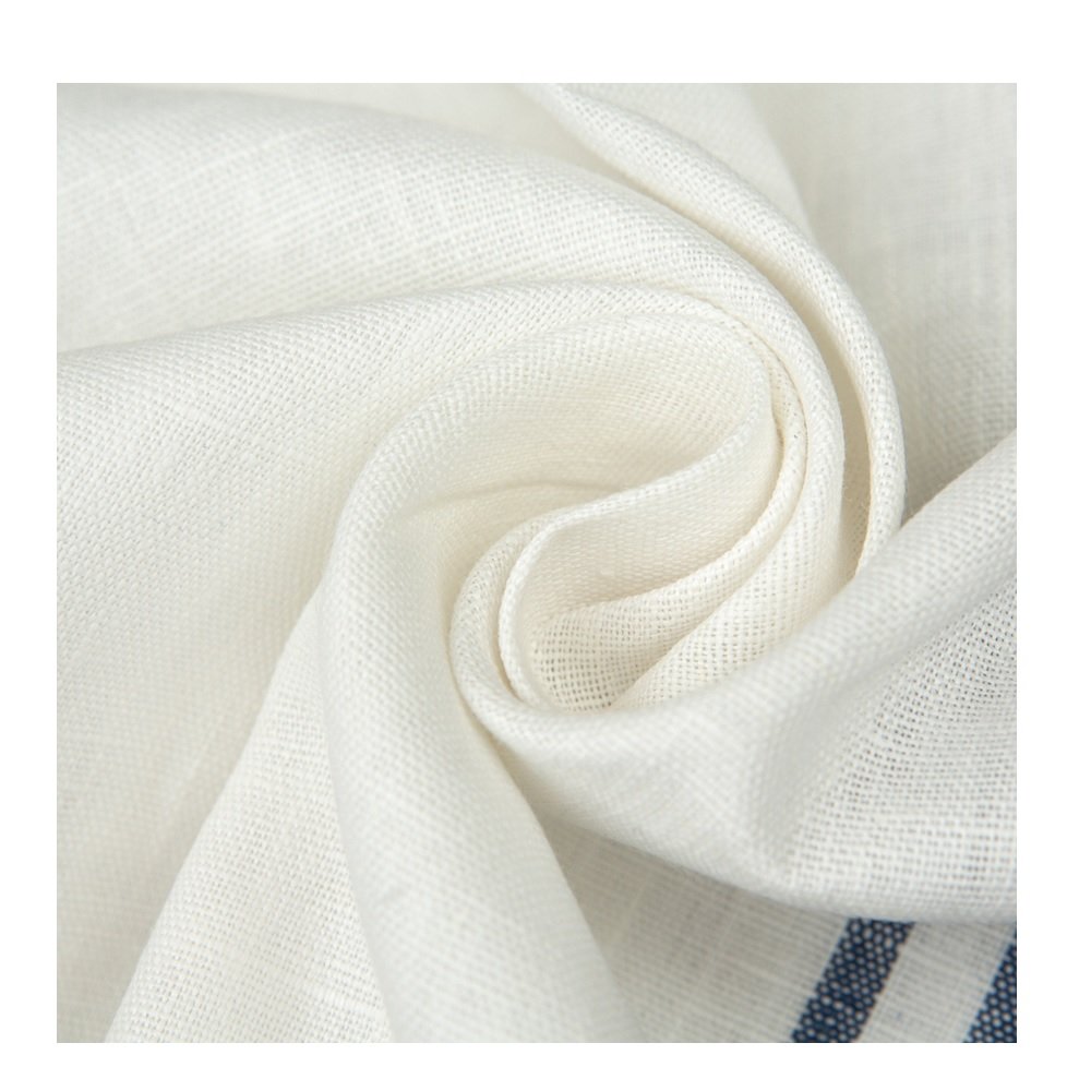 Wholesale 260 GSM Linen Woven Fabric Roll 100% Natural Breathable Yarn Dyed Plain Upholstery Clothes Garments Shirts Dresses