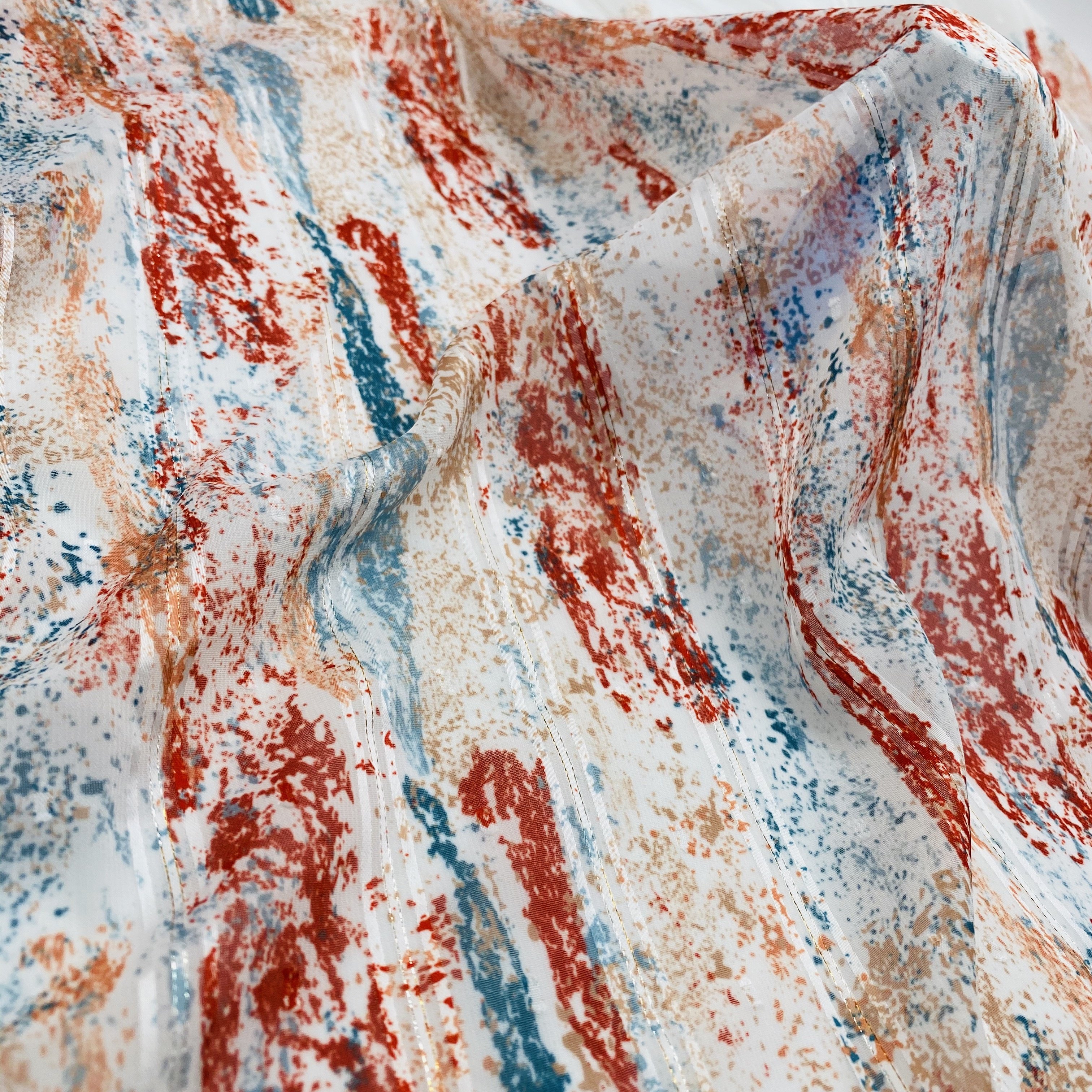 HIGH FASHION digital PRINTING FABRIC jacquard CHIFFON LUREX FABRIC WITH STRIPE FOR GARMENTS