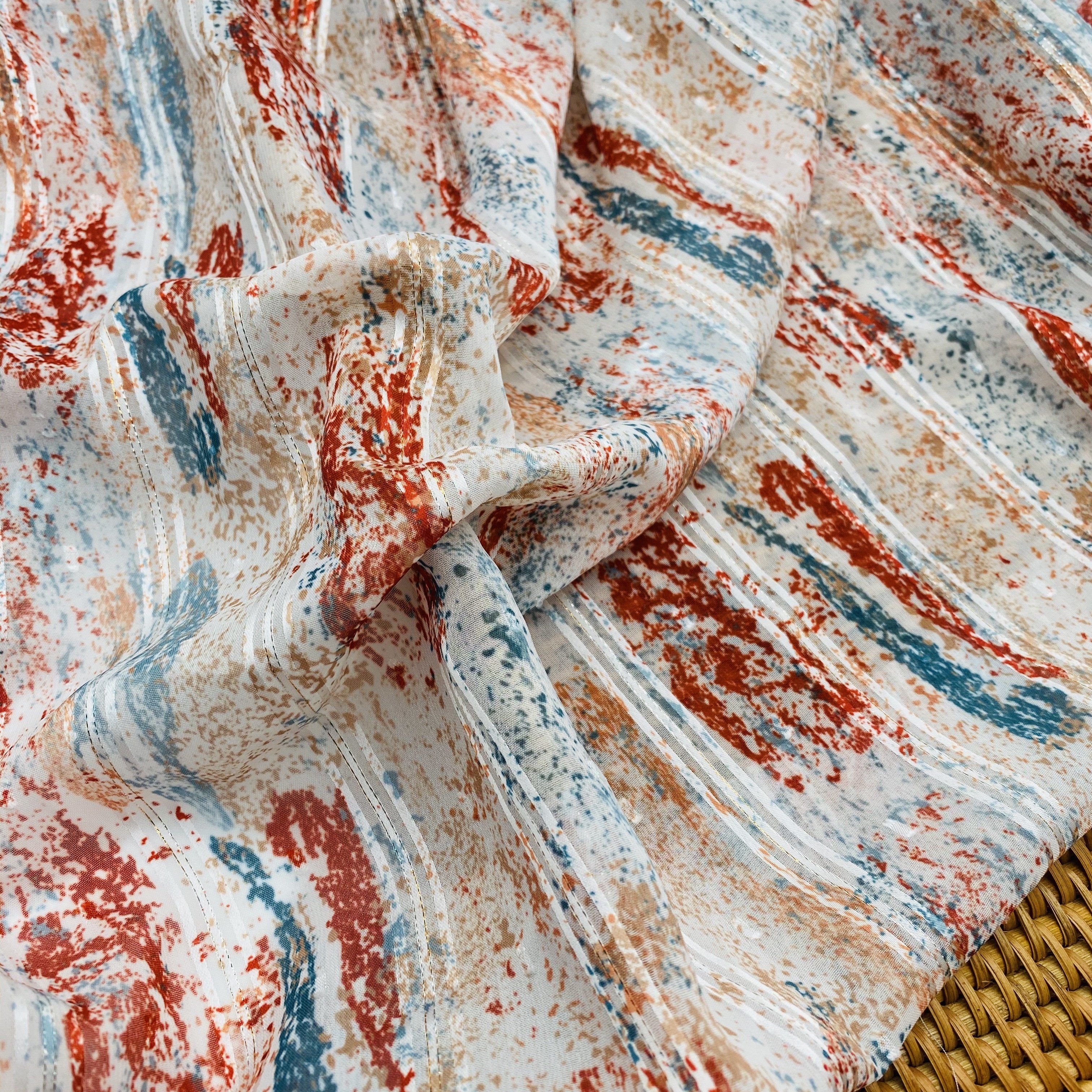 HIGH FASHION digital PRINTING FABRIC jacquard CHIFFON LUREX FABRIC WITH STRIPE FOR GARMENTS