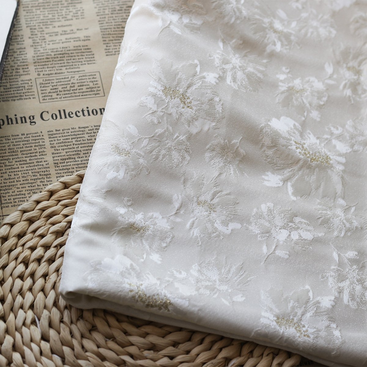 New fashion 100% Polyester custom 3D ink flower jacquard fabric for dresses