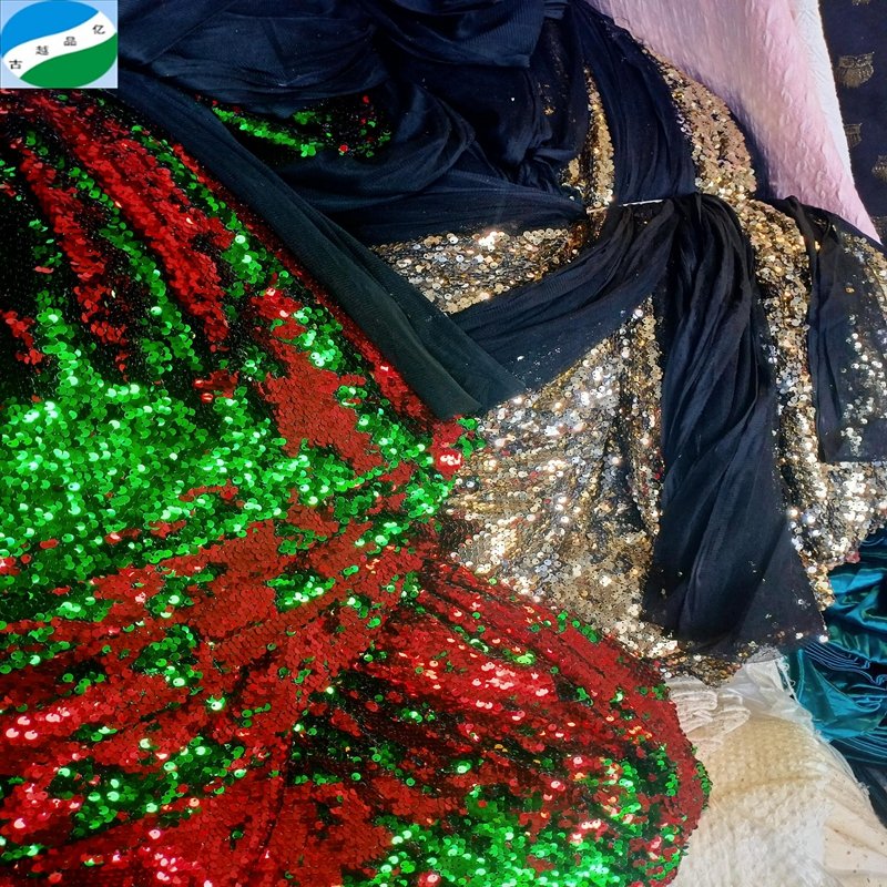 Hot selling kg price wholesale shiny 100% polyester mesh sequin embroidery stock fabric for women's dresses