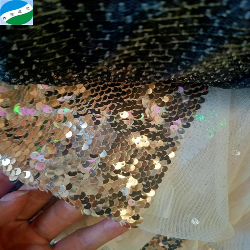 Hot selling kg price wholesale shiny 100% polyester mesh sequin embroidery stock fabric for women's dresses