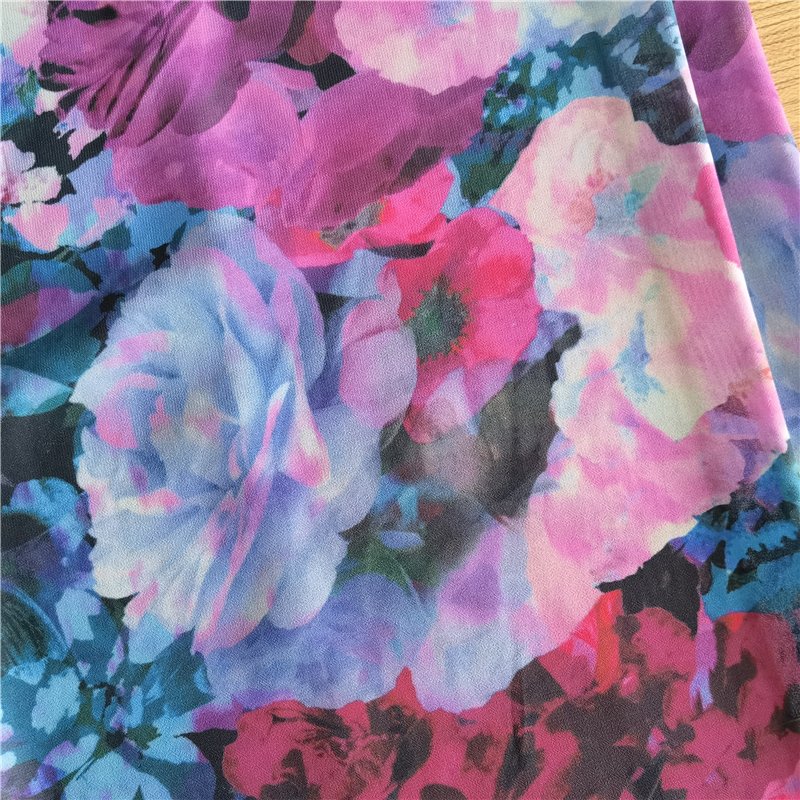 New fashion 100% polyester printed chiffon 100D 75D printed chiffon digital printed fabric for women dress