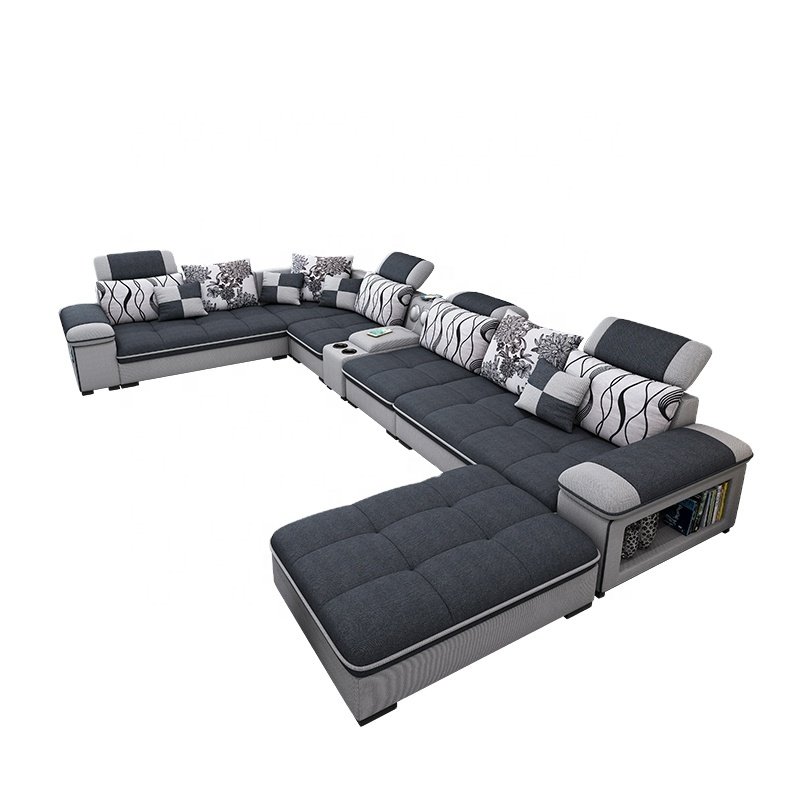 Thick Striped Corduroy Modular Sectional Sofa Couch Set Big Ted Daybed Villa Fabric For Living Room
