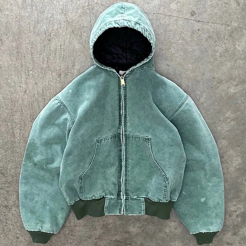 High Quality Heavyweight Vintage Acid Wash Zip Up Hoodie Men streetwear French Terry Acid Wash Custom Zip Hoodie