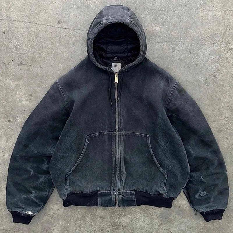 High Quality Heavyweight Vintage Acid Wash Zip Up Hoodie Men streetwear French Terry Acid Wash Custom Zip Hoodie