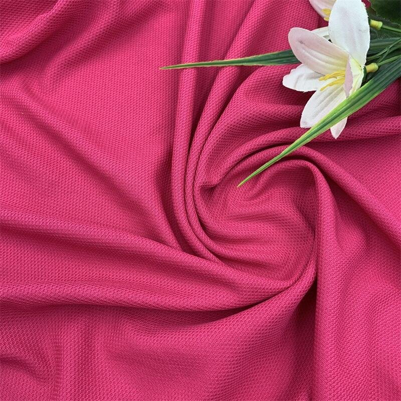 100% polyester moisture absorbing and sweat wicking quick drying pique fabric knitted spandex for casual and sportswear