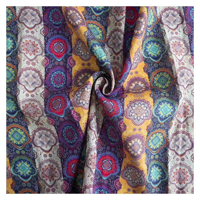 new arrival 100% linen fabrics wholesale for dresses printed linen fabric roll
