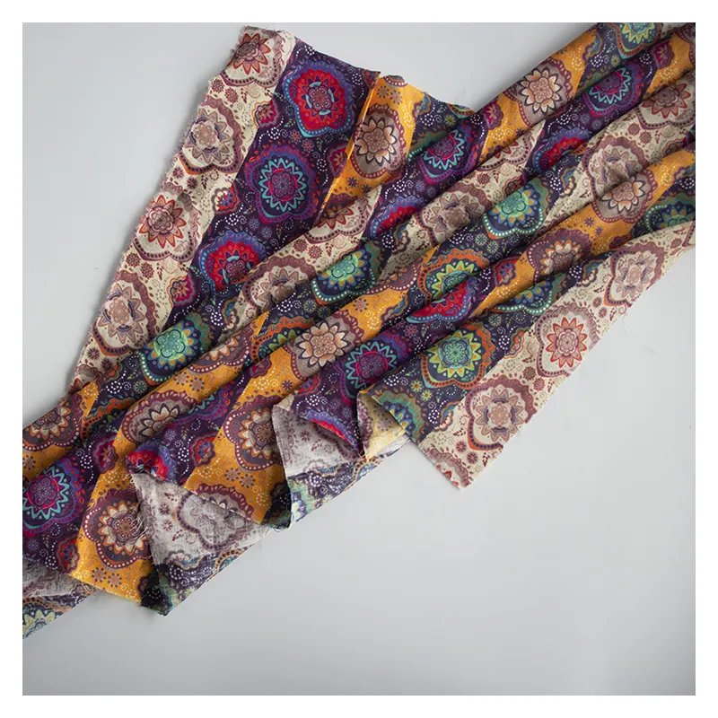 new arrival 100% linen fabrics wholesale for dresses printed linen fabric roll