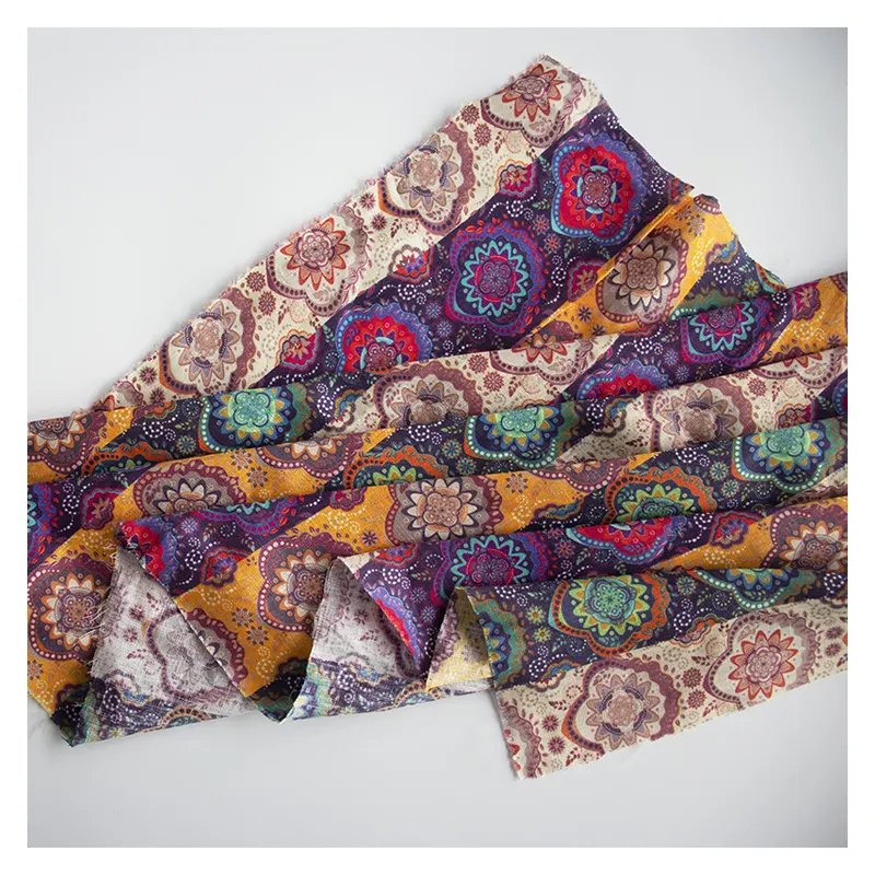 new arrival 100% linen fabrics wholesale for dresses printed linen fabric roll