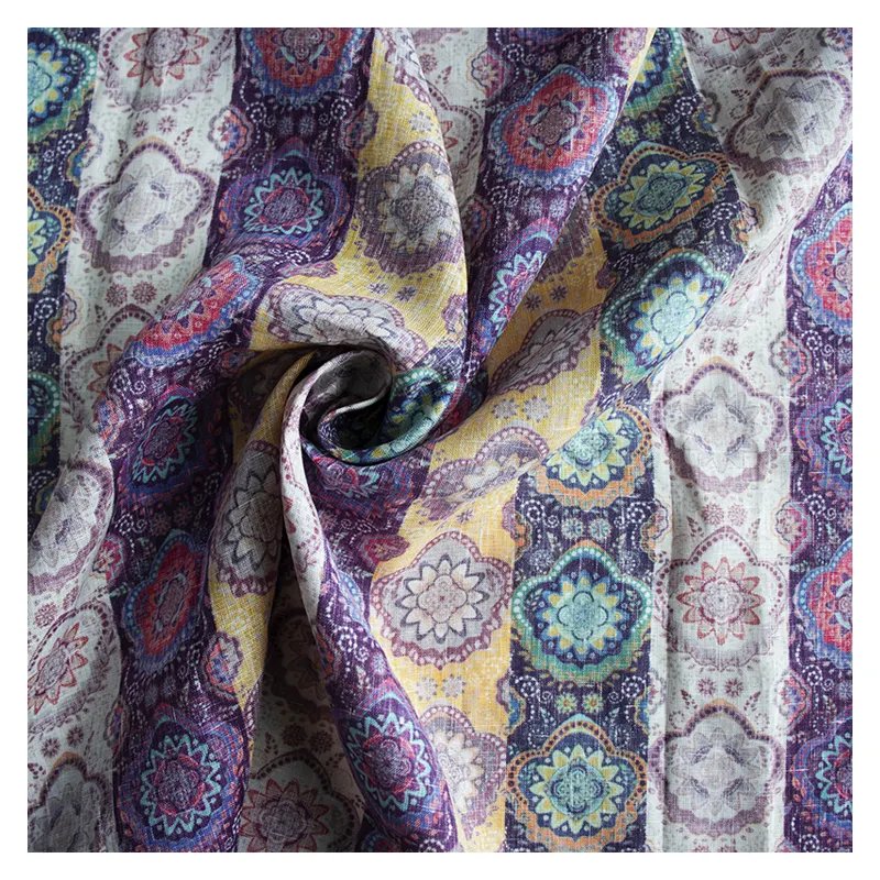 new arrival 100% linen fabrics wholesale for dresses printed linen fabric roll