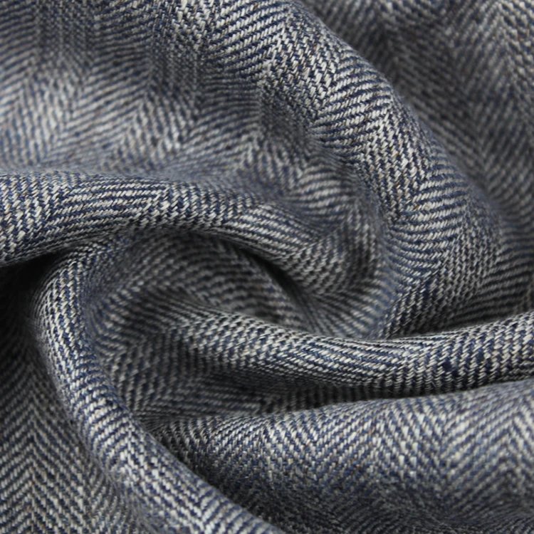 Hot Sell Delicacy Fashionable 100%Linen Heather Herringb One Fabric for Coat or Suits