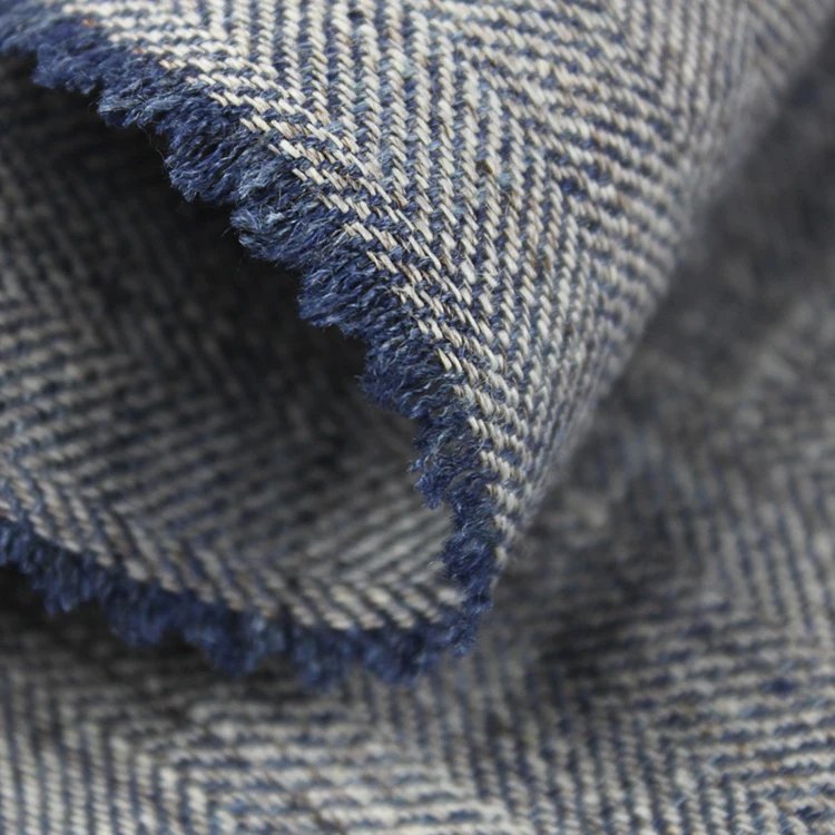 Hot Sell Delicacy Fashionable 100%Linen Heather Herringb One Fabric for Coat or Suits