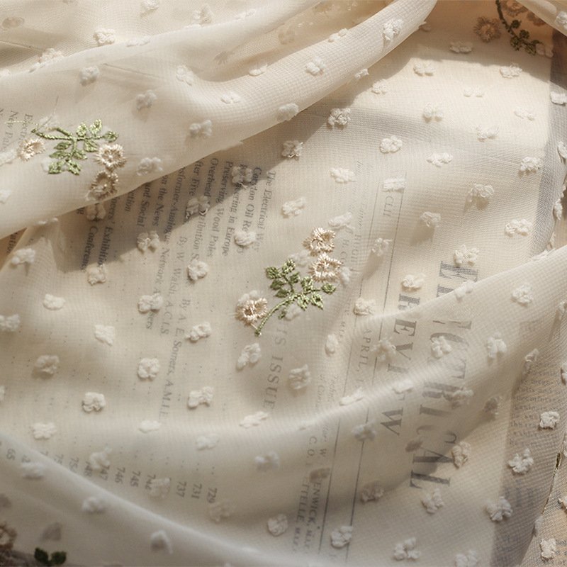 2022 Fashion Custom Design Floral Jacquard Embroidery Chiffon Fabric For Women Dresses