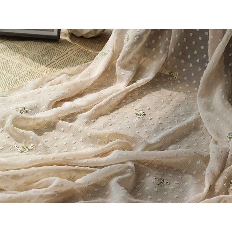 2022 Fashion Custom Design Floral Jacquard Embroidery Chiffon Fabric For Women Dresses
