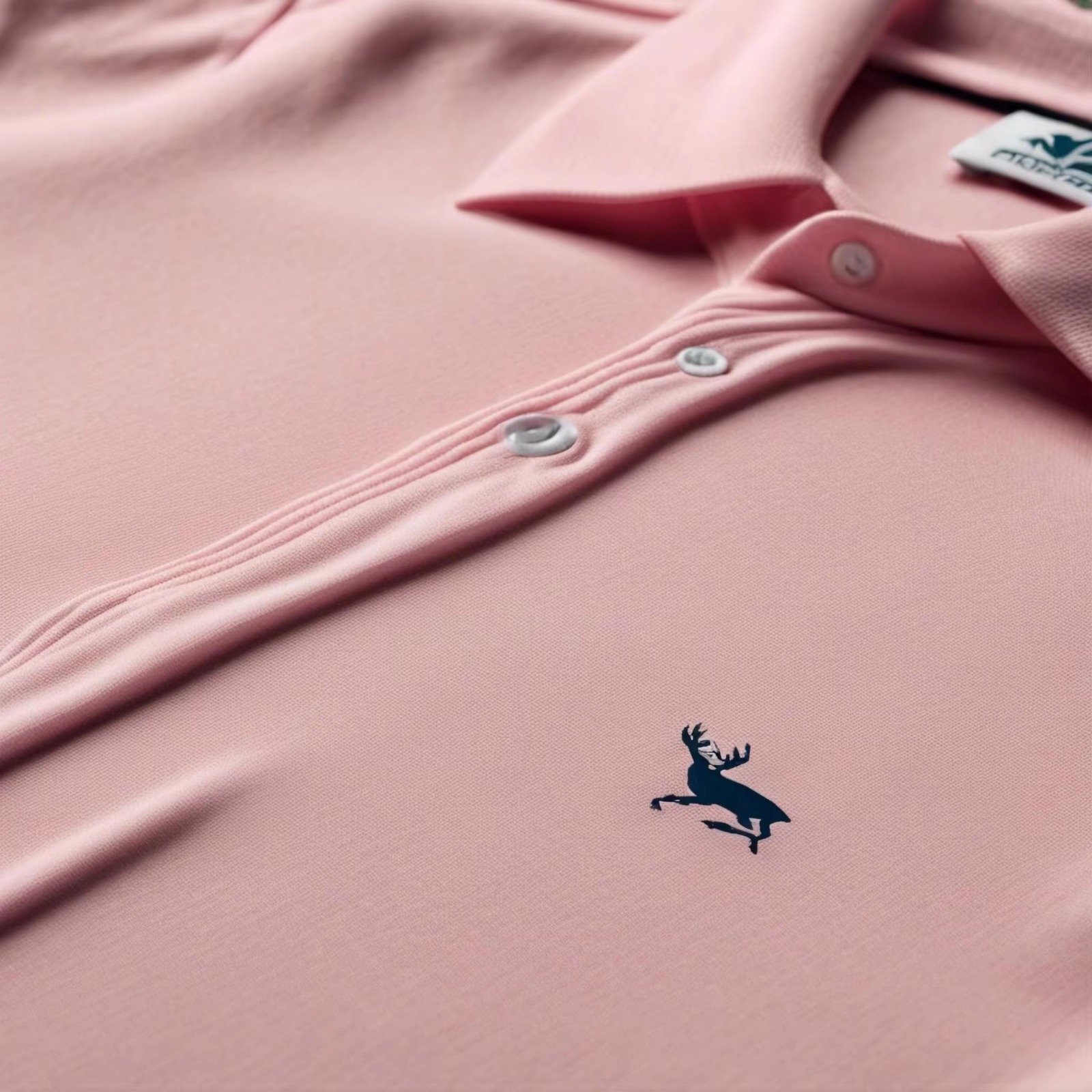 Unisex Promotional Tri-Blend Polo T-Shirt with Heat Transfer Logo - 140 GSM - Lightweight & Breathable - Light Pink