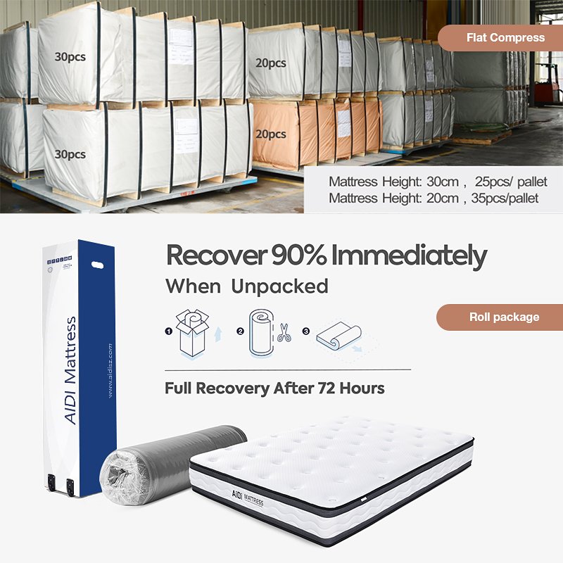 AIDI Healthy Sleep Graphene Material Mattress King Queen Size Hotel Pillow Top Latex Foam Spring For Bed Mattress Sets In A Box