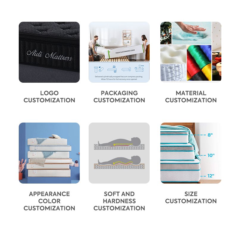 AIDI Healthy Sleep Graphene Material Mattress King Queen Size Hotel Pillow Top Latex Foam Spring For Bed Mattress Sets In A Box