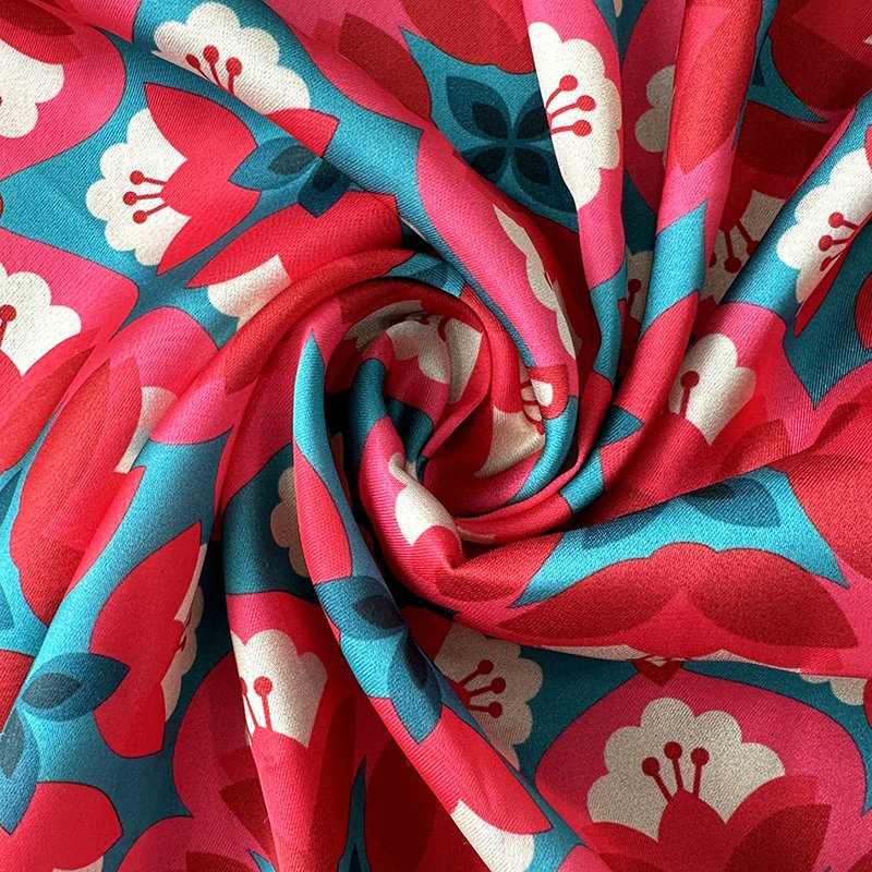 Custom Low Moq Oem&Odm Satin Chiffon Vintage Floral Soft Satin Silky Satin Lightweight 85gsm Bridal Fabric for Scarf Dress