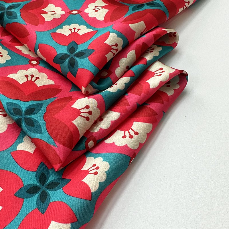 Custom Low Moq Oem&Odm Satin Chiffon Vintage Floral Soft Satin Silky Satin Lightweight 85gsm Bridal Fabric for Scarf Dress