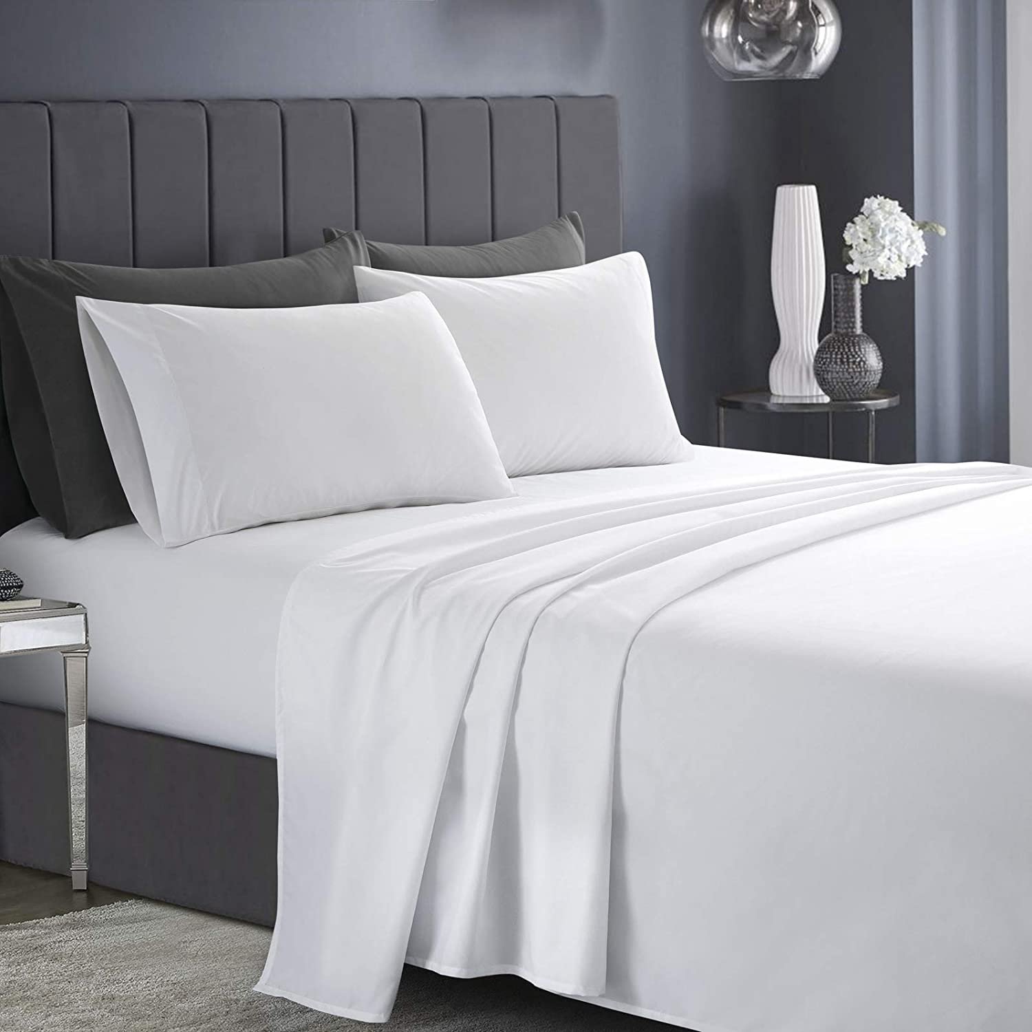Luxury High Quality with Competitive Price Hotel Bed Linen White 1800 microfiber bedding sheets set of 4 piece