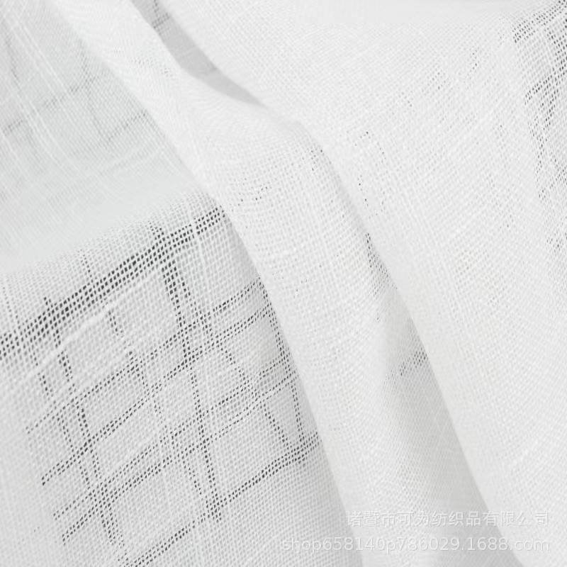 Top selling 100%Polyester linen look sheer voile slub curtain fabric wholesale for the living room