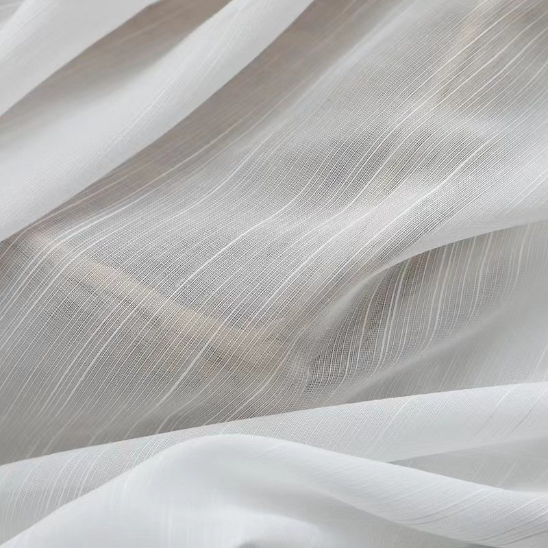 Top selling 100%Polyester linen look sheer voile slub curtain fabric wholesale for the living room