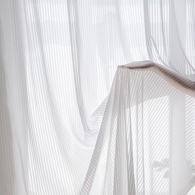Top selling 100%Polyester linen look sheer voile slub curtain fabric wholesale for the living room