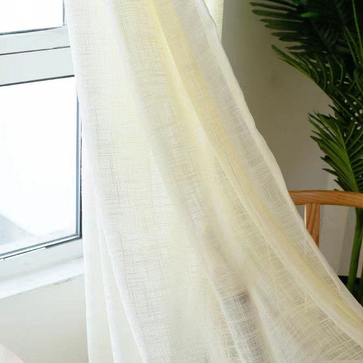 Top selling 100%Polyester linen look sheer voile slub curtain fabric wholesale for the living room