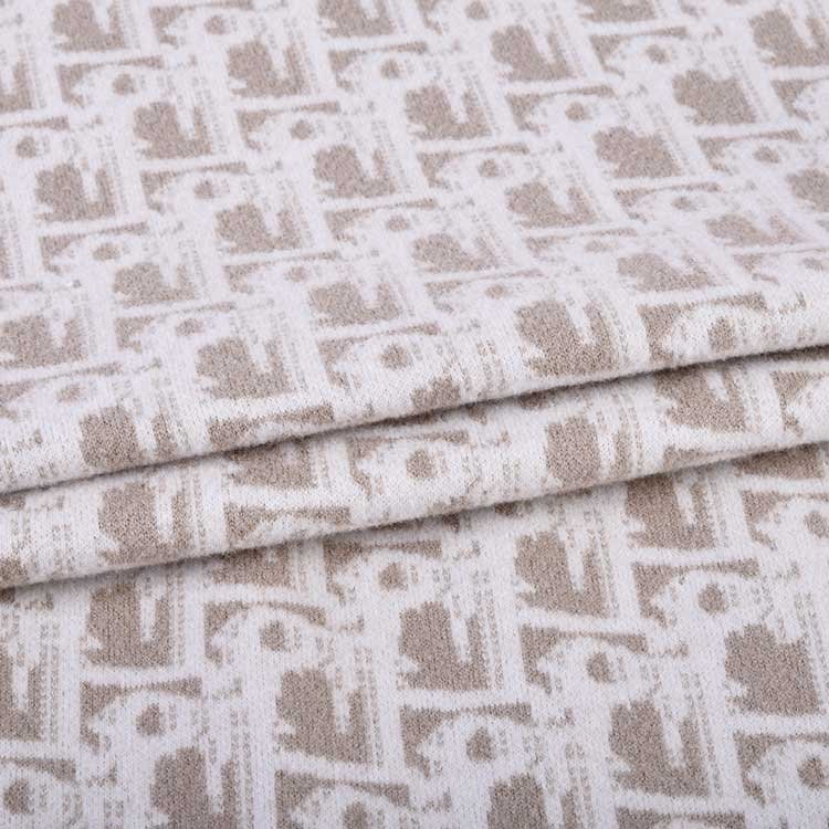 Customized Pattern 100% Polyester Double Faced Brushed Jacquard Knitted Fabric for Clothing Pants Coats