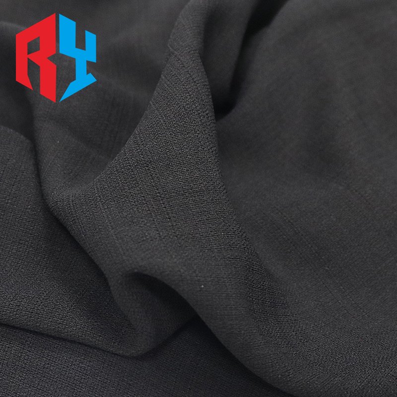 2024 newest wholesale quantity 100% polyester plain soft pure linen fabric for clothes black Muslim abaya fabric