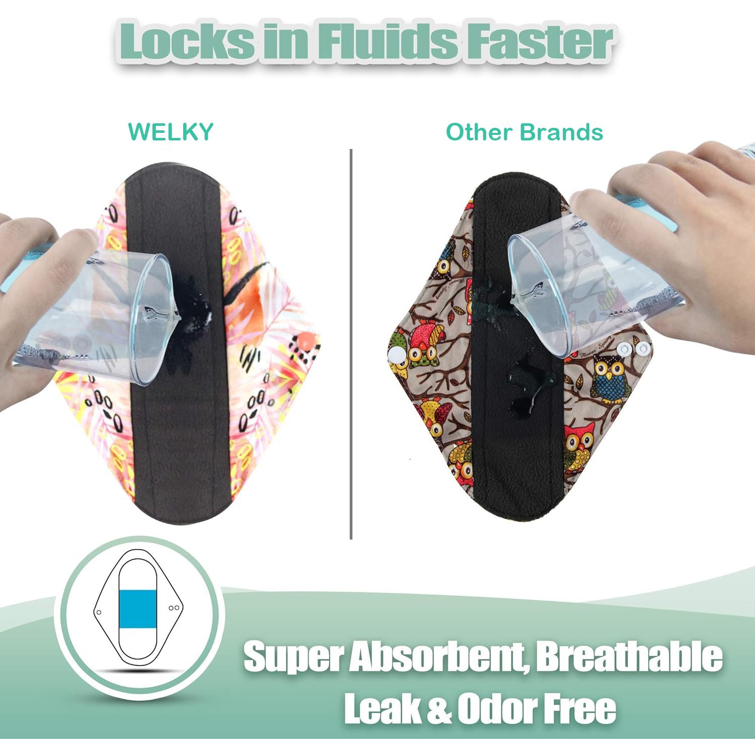 Reusable Waterproof Bamboo Charcoal Menstrual Pads Regular Flow Washable Panty Liner Mama Cloth Sanitary Napkins (In Stock)